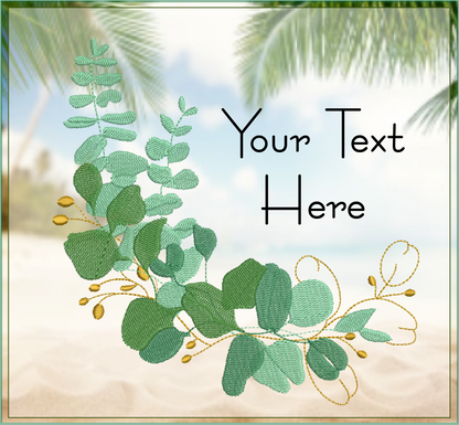 Eucalyptus Frame Machine Embroidery Design | Botanical Wreath Frame for Monograms and Text | Home & Garden Decor Element | 4 Sizes (0854)