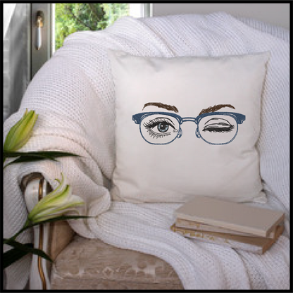 Eyeglasses Machine Embroidery Design – Winking Beautiful Eyes with Glasses Pattern, 6 Sizes (0547)