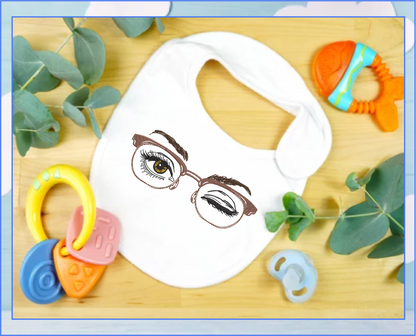 Eyeglasses Machine Embroidery Design – Winking Beautiful Eyes with Glasses Pattern, 6 Sizes (0547)