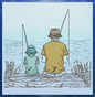 Father and Son Fishing Machine Embroidery Design, Father’s Day Design, Dad and Son Fishing on the Dock Sketch Design, 6 Sizes (0680)