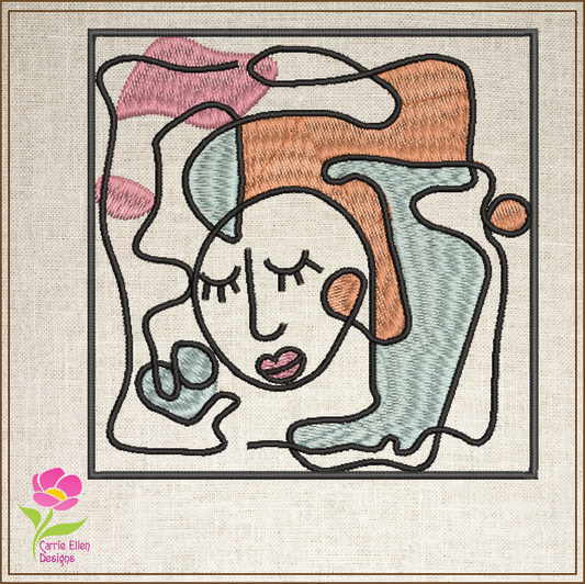 Woman Face Machine Embroidery Design, Fine Art Embroidery Illustration, Lady Face Design, Picasso Inspired Art Design, 8 Sizes (0458)