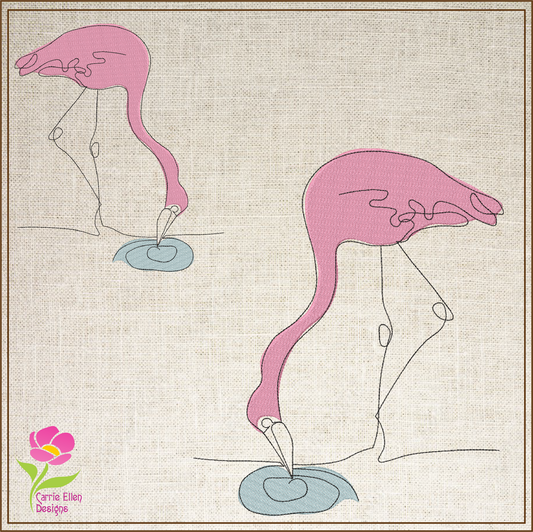 Flamingo Machine Embroidery Design – Pink Bird at Sunset Embroidery Pattern, 10 Sizes (0486)