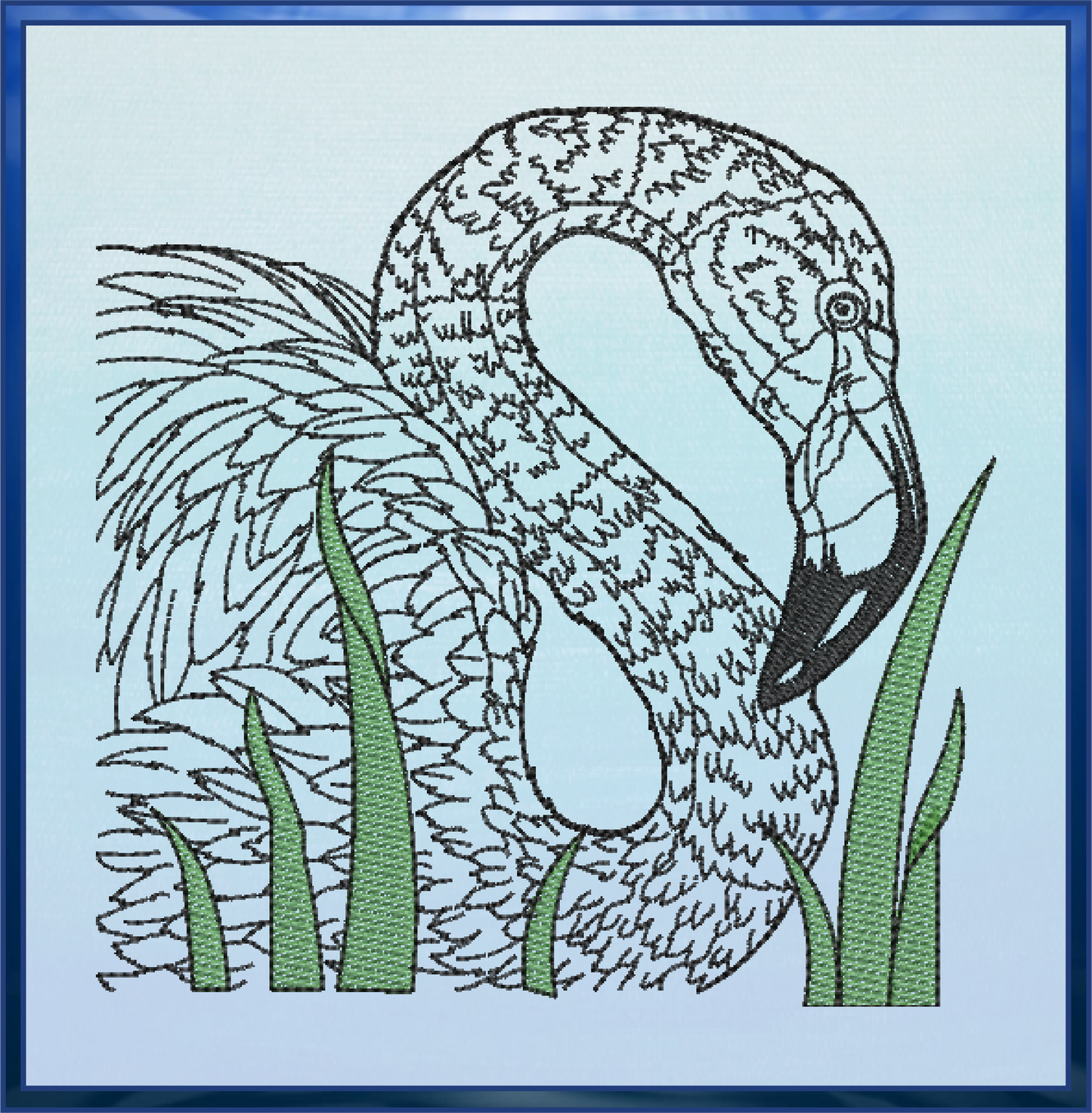 Flamingo Machine Embroidery Design, Pink Flamingo Sketch, Tropical Bird Line Art Embroidery, 6 Sizes (0499)