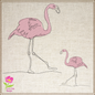 Flamingo Machine Embroidery Design – Pink Bird  – Line Art Bird Pattern, 10 Sizes (0606)