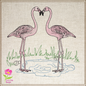 Flamingo Machine Embroidery Design – Pink Bird  – Line Art Bird Pattern, 10 Sizes (0607)