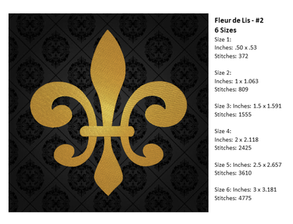 Fleur de Lis Machine Embroidery Design Bundle – Mardi Gras Design Elements – 8 Designs, 6 Sizes Each (0173)