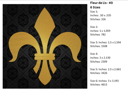Fleur de Lis Machine Embroidery Design Bundle – Mardi Gras Design Elements – 8 Designs, 6 Sizes Each (0173)