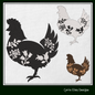 Floral Chicken Machine Embroidery Design – Wildflower Bird Silhouette – 6 Sizes (1622)