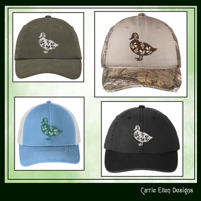 Floral Duck Machine Embroidery Design – Wildflower Farm Bird Silhouette – 6 Sizes (1631)