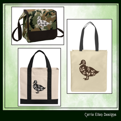 Floral Duck Machine Embroidery Design – Wildflower Farm Bird Silhouette – 6 Sizes (1631)