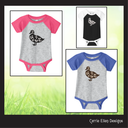Floral Duck Machine Embroidery Design – Wildflower Farm Bird Silhouette – 6 Sizes (1631)