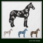 Floral Horse Machine Embroidery Design – Farm Animal Silhouette with Flowers, Wildflower Pony, 3 Sizes (1642)
