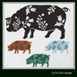 Floral Pig Machine Embroidery Design – Grazing Farm Animal with Wildflower Silhouette – 6 Sizes (1637)