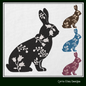 Floral Rabbit Machine Embroidery Design – Sitting Bunny Farm Animal Silhouette with Flowers, Wildflower Livestock Silhouette, 6 Sizes (1672)