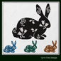 Floral Rabbit Machine Embroidery Design – Sitting Bunny Farm Animal Silhouette with Flowers, Wildflower Livestock Silhouette, 6 Sizes (1674)