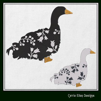 Sebastopol Goose Machine Embroidery Design – Floral Goose Silhouette with Wildflowers – 6 Sizes (1616)