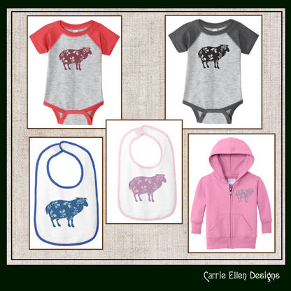 Floral Sheep Machine Embroidery Design – Livestock Farm Animal Silhouette with Flowers, 6 Sizes (1676)