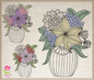 Flowers in Vase Machine Embroidery Design | Floral Table Setting Stitch File | Garden Flowers Pattern | 6 Sizes (0652)