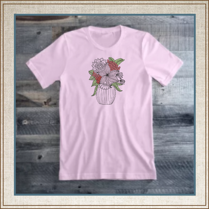 Flowers in Vase Machine Embroidery Design | Floral Table Setting Stitch File | Garden Flowers Pattern | 6 Sizes (0652)