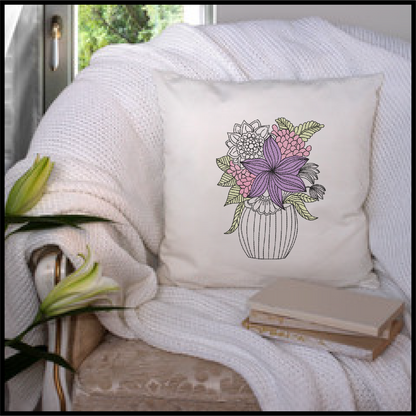 Flowers in Vase Machine Embroidery Design | Floral Table Setting Stitch File | Garden Flowers Pattern | 6 Sizes (0652)