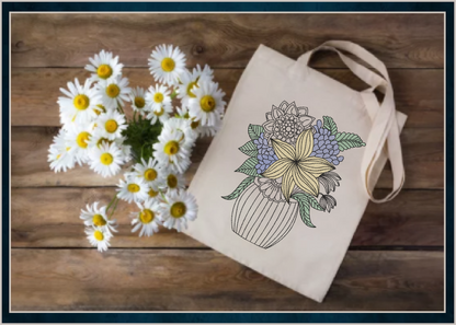 Flowers in Vase Machine Embroidery Design | Floral Table Setting Stitch File | Garden Flowers Pattern | 6 Sizes (0652)