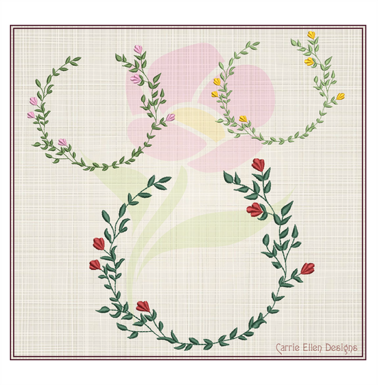 Flower Wreath Machine Embroidery Design | Floral Wreath Frame for Monograms | Embroidery Design Elements | 8 Sizes (0823)