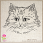 Cat Face Sketch Machine Embroidery Design, Fluffy Kitten Pet Portrait, Animal Embroidery, 8 Sizes (0368)
