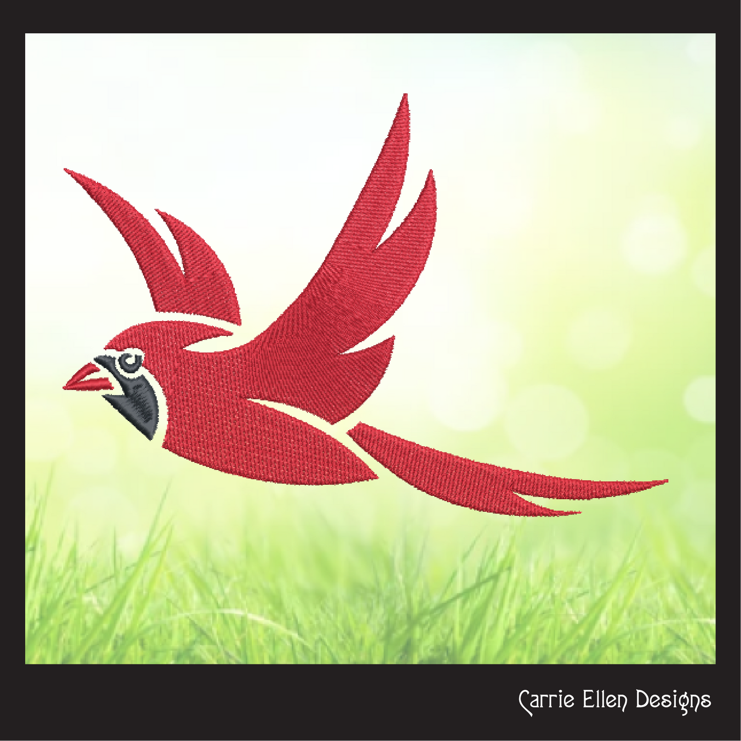 Cardinal Machine Embroidery Design – Flying Red Birds  –  6 Sizes (1581)