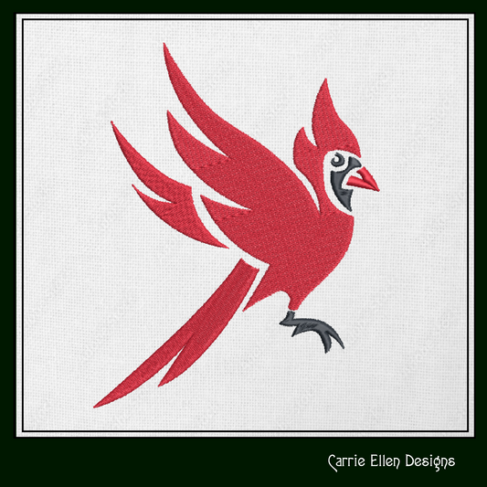 Cardinal Machine Embroidery Design – Flying Red Birds  –  6 Sizes (1582)