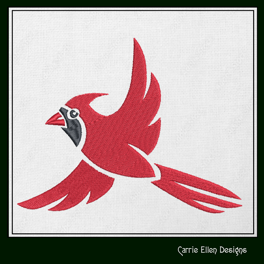 Cardinal Machine Embroidery Design – Flying Red Birds  –  6 Sizes (1583)