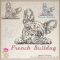 French Bulldog Sketch Machine Embroidery Design – Frenchie Line Art Dog Pattern, 8 Sizes (0492)
