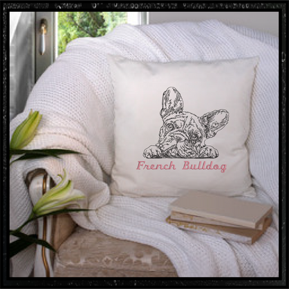 French Bulldog Sketch Machine Embroidery Design – Frenchie Line Art Dog Pattern, 8 Sizes (0492)