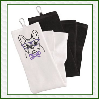 French Bulldog Machine Embroidery Design – Frenchie Dog with Glasses and Bow Tie, Stylish Pet Embroidery Pattern, 4 Sizes (0507)