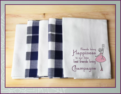 Friends Bring Champagne Machine Embroidery Design | Funny Sassy Quote, 4 Sizes (0426)