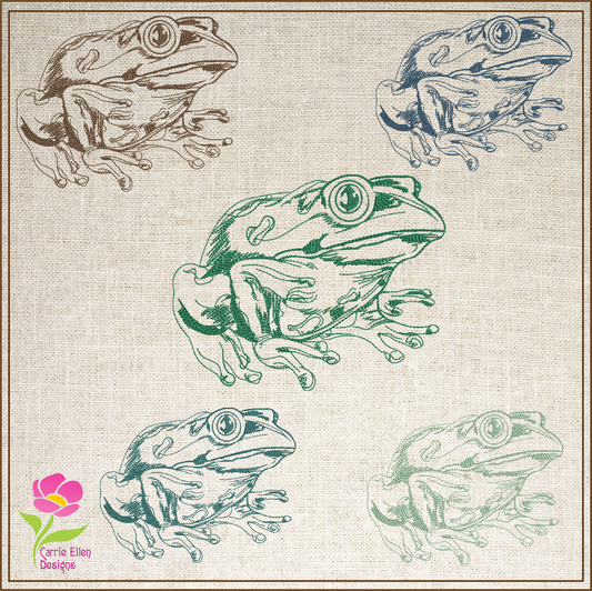 Frog Machine Embroidery Design, Toad Embroidery Sketch Design, Redwork Animal Line Art, Nature Embroidery, 4 Sizes (0434)