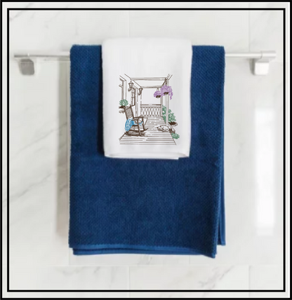 Front Porch Sketch Machine Embroidery Design | Rocking Chair Country Home Design | Garden Embroidery | 6 Sizes (0731)