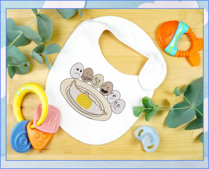 Fry-Day Machine Embroidery Design – Funny Fried Egg Funeral Scene, Breakfast Humor Pattern, 6 Sizes (0612)