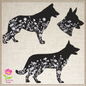 German Shepherd Floral Silhouette Bundle Machine Embroidery Design | Dog Silhouettes with Wildflowers | 3 Designs, 8 Sizes Each (0808)