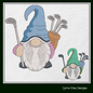 Golfer Gnome Machine Embroidery Design | Fun Golf Design | Gnome with Golf Clubs and Golf Bag | 6 Sizes (1702)