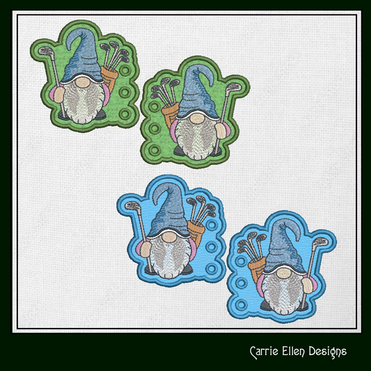Golf Shoe Wing Machine Embroidery Design – In The Hoop Golfer Gnome Wing Charms for Shoes and Boots – 4x4 & 5x7 Hoop Sizes (1726)