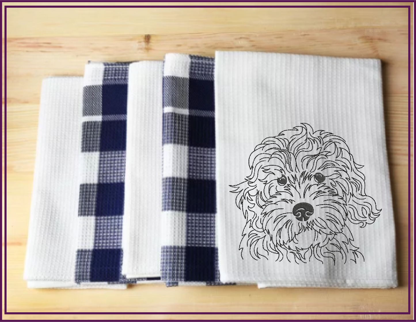 Golden Doodle Machine Embroidery Sketch Design – Dog Line Art Design in 6 Sizes  (0523)