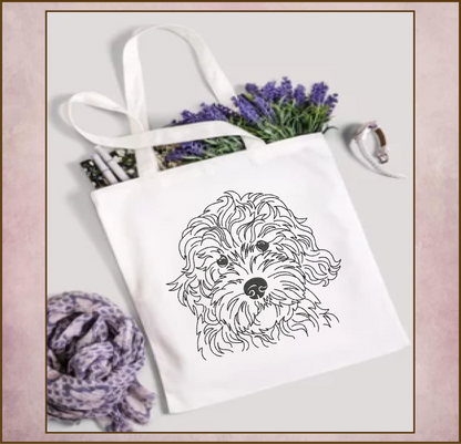 Golden Doodle Machine Embroidery Sketch Design – Dog Line Art Design in 6 Sizes  (0523)