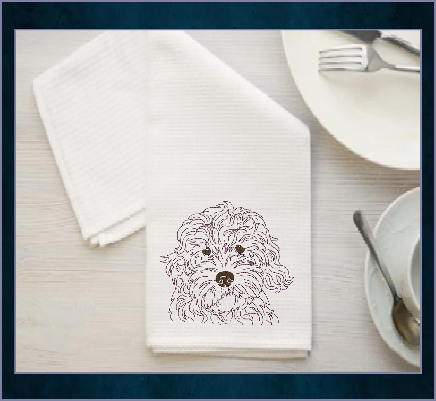 Golden Doodle Machine Embroidery Sketch Design – Dog Line Art Design in 6 Sizes  (0523)