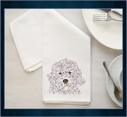 Golden Doodle Machine Embroidery Sketch Design – Dog Line Art Design in 6 Sizes  (0523)