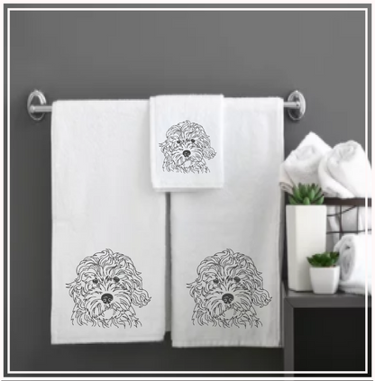 Golden Doodle Machine Embroidery Sketch Design – Dog Line Art Design in 6 Sizes  (0523)