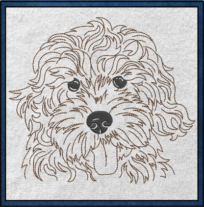Golden Doodle Machine Embroidery Sketch Design – Dog Line Art Design in 6 Sizes (0525)