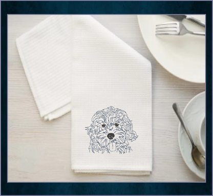 Golden Doodle Machine Embroidery Sketch Design – Dog Line Art Design in 6 Sizes (0525)