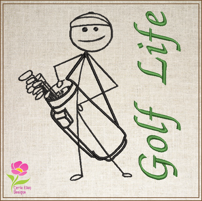 Golf Machine Embroidery Design, Golf Life Caddy Embroidery, Caddy Embroidery, Machine Embroidery Golf Player Embroidery, 8 Sizes (0287)