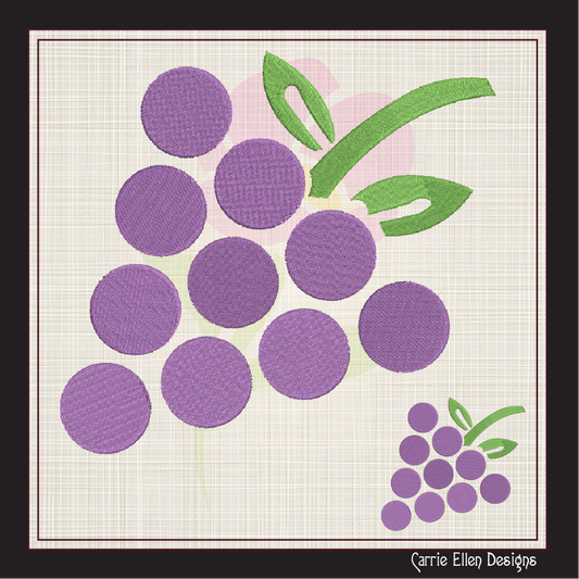 Bunch of Grapes Machine Embroidery Design | Vineyard Fruit Summer Embroidery | Grape Cluster Line Art | 8 Sizes (0957)