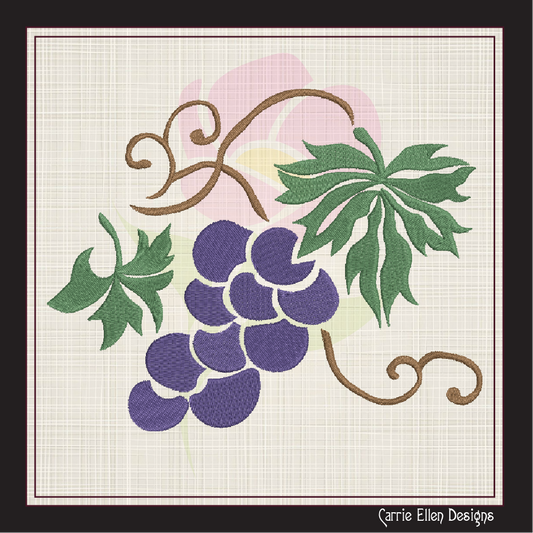 Bunch of Grapes Machine Embroidery Design | Vineyard Fruits Summer Embroidery | Grape Cluster Design | 8 Sizes (0958)